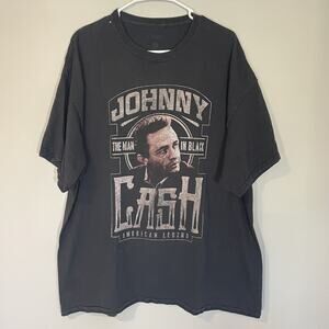 Johnny Cash T-Shirt Adult Mens XXL Black Short Sleeve‎ Man In Black Legend FLAWS